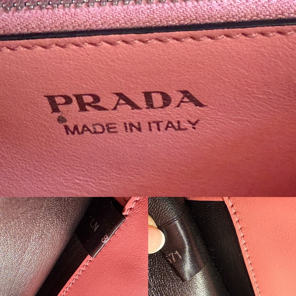 Prada Elektra 1BD120 Pink Studded Flap Shoulder Bag City Calf + Croc Trim - Picture 10 of 15